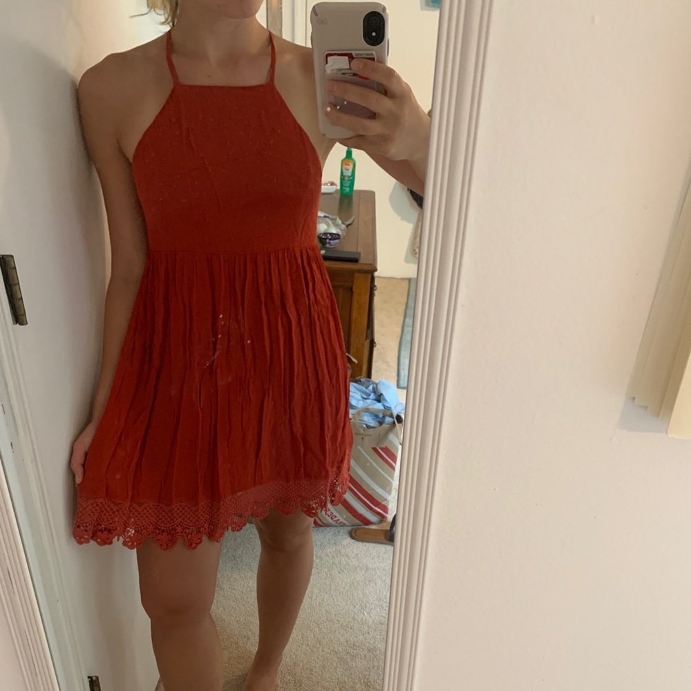 High Neck Crossback Mini Dress